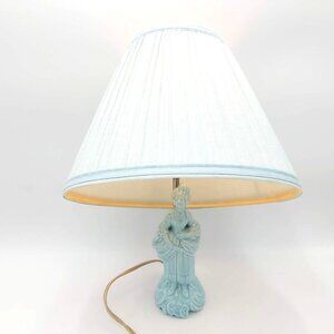 Bridgerton Lady Dressed in 1770s French Courtly Fashion - Ceramic Lamp Turquoise